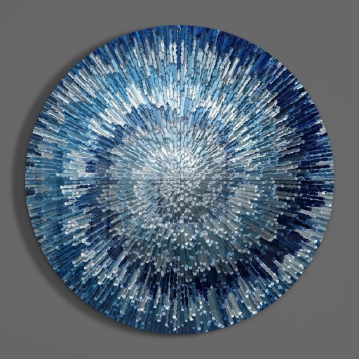 Tableau en Verre Rond Bleu