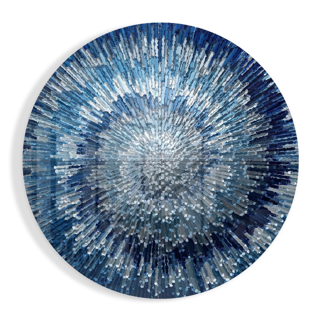 Tableau en Verre Rond Bleu